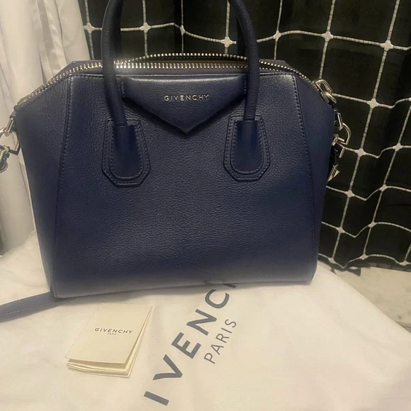 Givenchy Blue Leather Satchel Bag